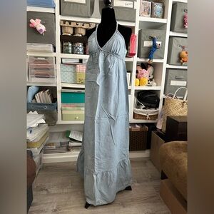 Light Blue Halter Maxi Dress